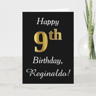 Einfache Imitate Gold 9. Geburtstag + Individuelle Karte