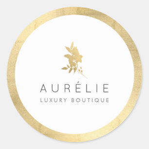 Einfache Imitate Gold Floral Luxus Boutique Runder Aufkleber