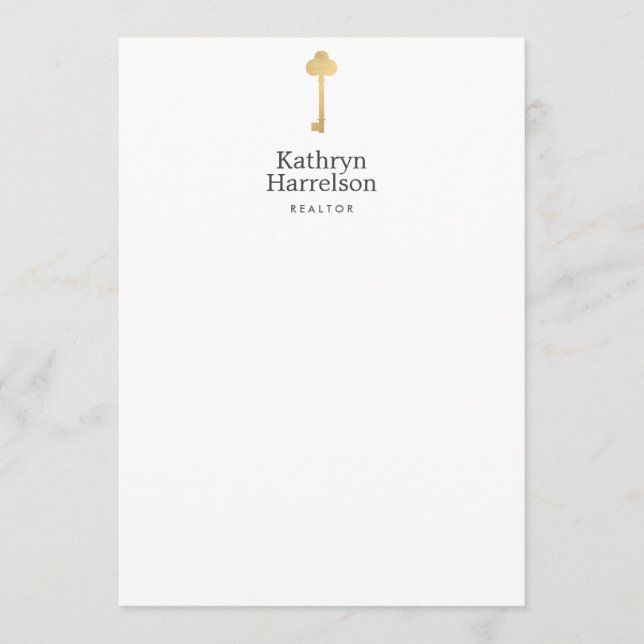 Einfache Imitate - Gold Key Realtor Logo-Flat-Note Mitteilungskarte (Vorderseite)