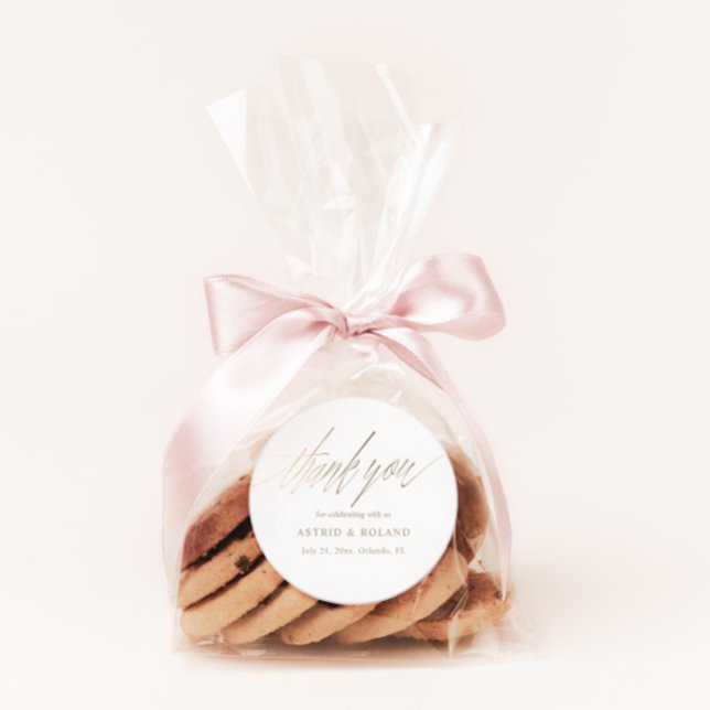 Einfache Imitate Goldkalligrafie Gefallen Hochzeit Runder Aufkleber (Von Creator hochgeladen)