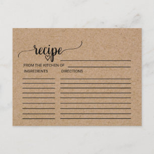 Einfache Imitate Kraft Brautparty Rezeptionskarten Postkarte