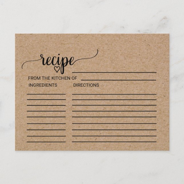 Einfache Imitate Kraft Brautparty Rezeptionskarten Postkarte (Vorderseite)