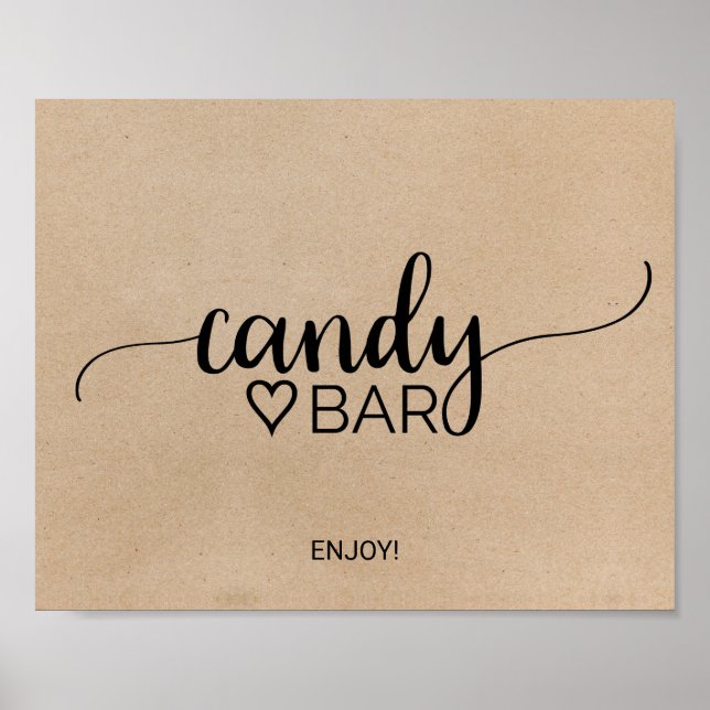 Einfache Imitate Kraft Calligraphy Candy Bar Sign Poster (Vorne)