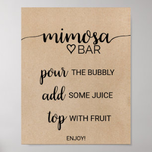 Einfache Imitate Kraft Calligraphy Mimosa Bar Sign Poster