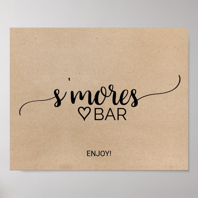 Einfache Imitate Kraft Calligraphy S'mores Bar Sig Poster (Vorne)