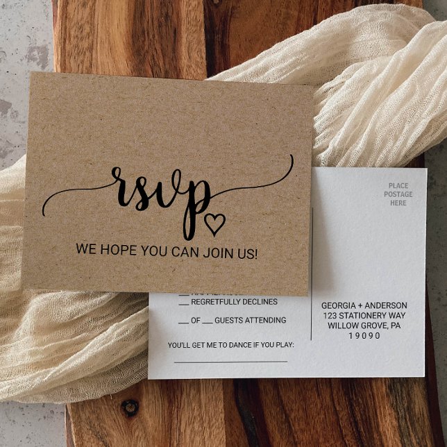 Einfache Imitate Kraft Calligraphy Song Request UA Einladungspostkarte (Von Creator hochgeladen)