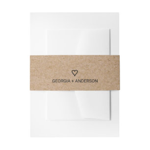 Einfache Imitate Kraft Heart Wedding Einladungsbanderole