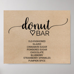 Einfache Imitate Kraft Kalligrafie Donut Bar Sign Poster