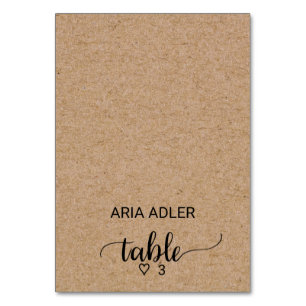 Einfache Imitate Kraft-Kalligrafie-Escort-Platzkar Tischnummer