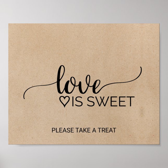 Einfache Imitate Kraft Kalligrafie Liebe ist Sweet Poster (Vorne)