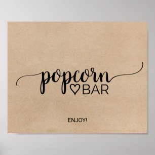 Einfache Imitate Kraft Kalligrafie Popcorn Bar Sig Poster