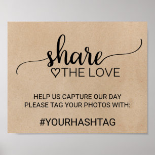 Einfache Imitate Kraft Kalligraphie teilen Liebe-Z Poster