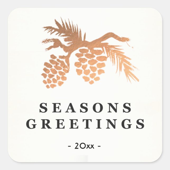 Einfache Imitate Rose Goldene Pinien Quadratischer Aufkleber (Vorderseite)