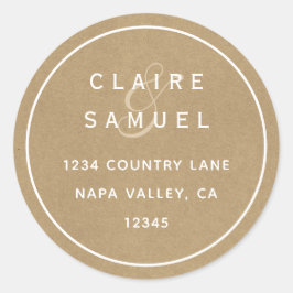 Einfache Imitate Rustic Kraft Hochzeitsstimmung Rü Runder Aufkleber