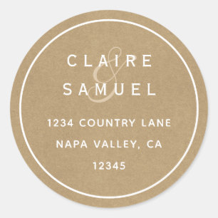 Einfache Imitate Rustic Kraft Hochzeitsstimmung Rü Runder Aufkleber