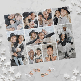 Einfache individuelle Familienfotocollage Puzzle
