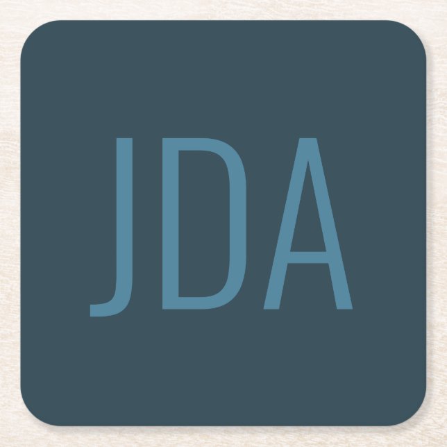 Einfache Initialen | BLUES Rechteckiger Pappuntersetzer (Vorderseite)