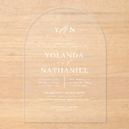Einfache Initialen Elegante Calligrafy Arch Weddin Acryleinladungen