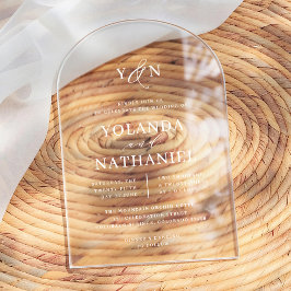 Einfache Initialen Elegante Calligrafy Arch Weddin Acryleinladungen