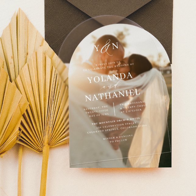 Einfache Initialen Elegante Calligrafy Arch Weddin Acryleinladungen (Card Mock-up)