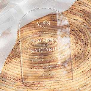 Einfache Initialen Elegante Kalligrafie Bogenhochz Acryleinladungen