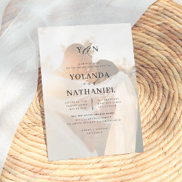 Einfache Initialen Elegantes Calligrafy Foto Hochz Einladung