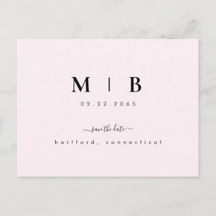 Einfache Initialen Swash Pink Wedding Speichern Si Postkarte