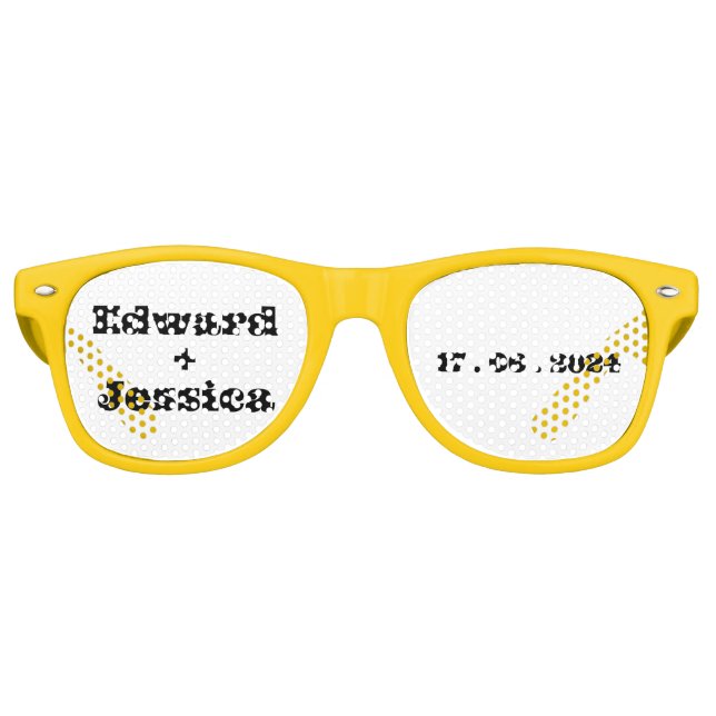 Einfache Initialen und Schwarz-weißes modernes Skr Partybrille (Vorderseite)