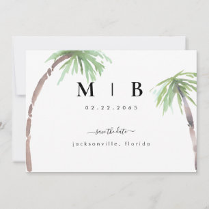 Einfache Initials Tropische Hochzeit speichern das Save The Date