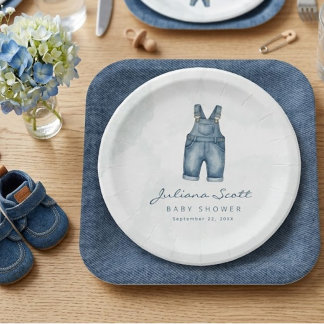 Einfache Jeansblaue Babyparty-Teller aus Papier Pappteller
