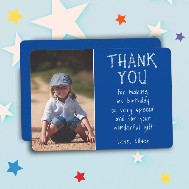 Einfache Junge Foto Kind zum Geburtstag Dankeskarte (Von Creator hochgeladen)