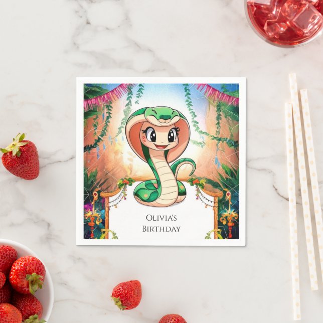 Einfache Jungle Snake Geburtstag Serviette (Beispiel)