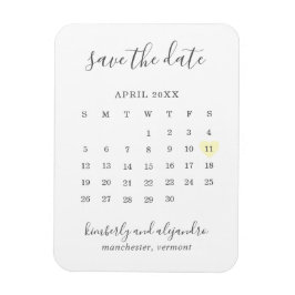 Einfache Kalenderpastel Gelbes Herz Save the Date Magnet