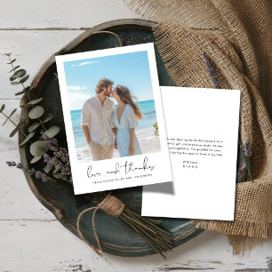 Einfache Kalligrafie-Braut-Strand-Foto Dankeskarte