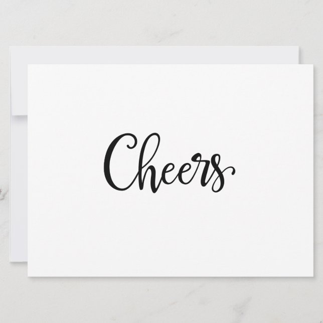 Einfache Kalligrafie | Cheers Wedding Bar Sign (Vorderseite)