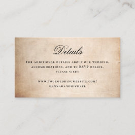 Einfache Kalligrafie Details rustikales Pergament Begleitkarte