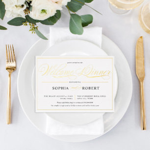 Einfache Kalligrafie Elegante Willkommens-Dinner Folieneinladung