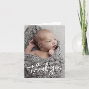 Einfache Kalligrafie Foto Baby Dankeskarte