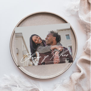 Einfache Kalligrafie-Foto-Hochzeit Änderungsmittei Ankündigung