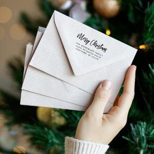 Einfache Kalligrafie Frohe Weihnachten Rücksendead Permastempel