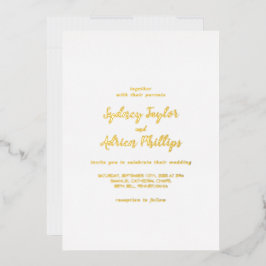 Einfache Kalligrafie Gold Back Lässig Wedding Gold Folieneinladung