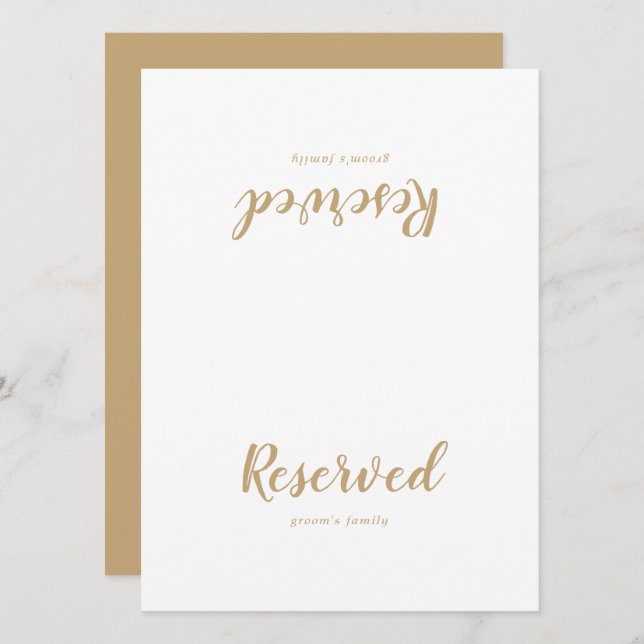 Einfache Kalligrafie|Gold Back Wedding Reservierte (Vorne/Hinten)
