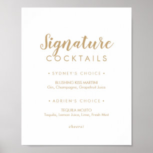 Einfache Kalligrafie   Gold Signature Cocktails Ze Poster