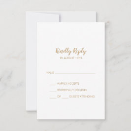 Einfache Kalligrafie|Gold Simple Wedding RSVP Card Karte