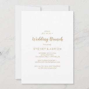 Einfache Kalligrafie Goldene Hochzeitsbrunch Einladung