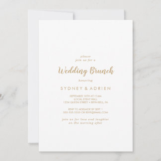 Einfache Kalligrafie | Goldene Hochzeitsbrunch Einladung