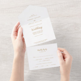 Einfache Kalligrafie|Goldhochzeit All In One Einladung