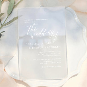 Einfache Kalligrafie-Hochzeit Elegant Acryleinladungen