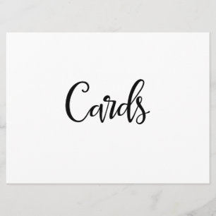 Einfache Kalligrafie Hochzeitsschild "Karten" Einladung