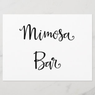 Einfache Kalligrafie   Hochzeitsschild Mimosa Bar Einladung